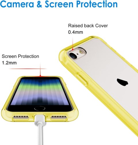 ETUI IPHONE SE 3/2 2022/2020 IPHONE 8/7 PLECKI PRZEZROCZYSTE ŻÓŁTA RAMKA ETUI IPHONE SE 3/2 2022/2020 IPHONE 8/7 PLECKI PRZEZROCZYSTE ŻÓŁTA RAMKA