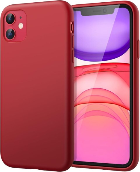 ETUI POKROWIEC DO APPLE IPHONE 11 CASE SILIKONOWE CZERWONE PLECKI A2111
