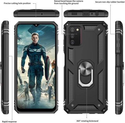 ETUI SAMSUNG GALAXY A03s CASE CZARNE PANCERNE +2x SZKŁO HARTOWANE ETUI SAMSUNG GALAXY A03s CASE CZARNE PANCERNE +2x SZKŁO HARTOWANE
