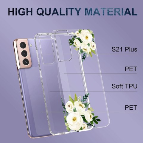 ETUI SILIKONOWE SAMSUNG GALAXY S21+ TRANSPARENTNE Z MOTYWEM BIAŁYCH KWIATÓW ETUI SILIKONOWE SAMSUNG GALAXY S21+ TRANSPARENTNE Z MOTYWEM BIAŁYCH KWIATÓW