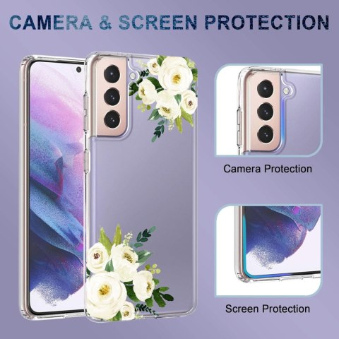 ETUI SILIKONOWE SAMSUNG GALAXY S21+ TRANSPARENTNE Z MOTYWEM BIAŁYCH KWIATÓW ETUI SILIKONOWE SAMSUNG GALAXY S21+ TRANSPARENTNE Z MOTYWEM BIAŁYCH KWIATÓW
