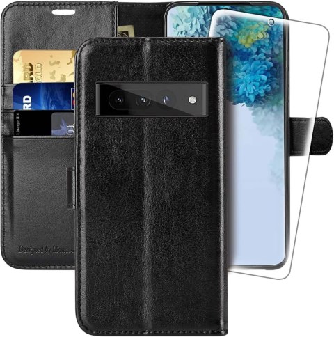ETUI ZAMYKANE GOOGLE PIXEL 7 PRO CZARNE Z KLAPKĄ EKOSKÓRA +SZKŁO HARTOWANE ETUI ZAMYKANE GOOGLE PIXEL 7 PRO CZARNE Z KLAPKĄ EKOSKÓRA +SZKŁO HARTOWANE