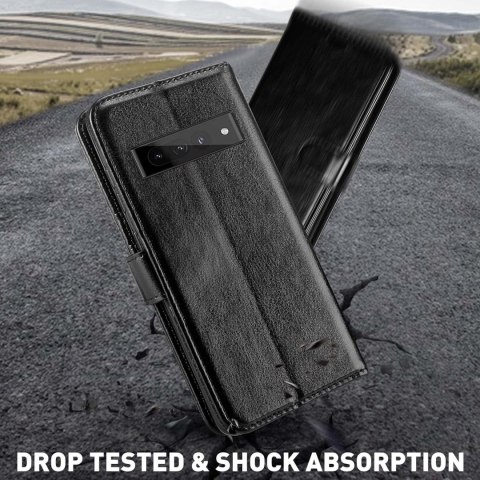 ETUI ZAMYKANE GOOGLE PIXEL 7 PRO CZARNE Z KLAPKĄ EKOSKÓRA +SZKŁO HARTOWANE ETUI ZAMYKANE GOOGLE PIXEL 7 PRO CZARNE Z KLAPKĄ EKOSKÓRA +SZKŁO HARTOWANE