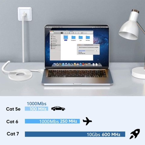 KABEL SIECIOWY ETHERNET LAN Cat7 RJ45 5m 600 MHz 10 Gbit/s BIAŁY KABEL SIECIOWY ETHERNET LAN Cat7 RJ45 5m 600 MHz 10 Gbit/s BIAŁY