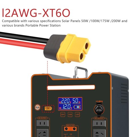 KABEL SOLARNY ZŁĄCZE ADAPTER XT60 12AWG 60CM DO PANELU SŁONECZNEGO KABEL SOLARNY ZŁĄCZE ADAPTER XT60 12AWG 60CM DO PANELU SŁONECZNEGO