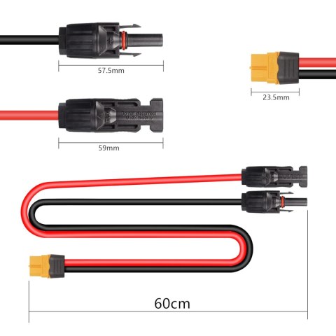 KABEL SOLARNY ZŁĄCZE ADAPTER XT60 12AWG 60CM DO PANELU SŁONECZNEGO KABEL SOLARNY ZŁĄCZE ADAPTER XT60 12AWG 60CM DO PANELU SŁONECZNEGO