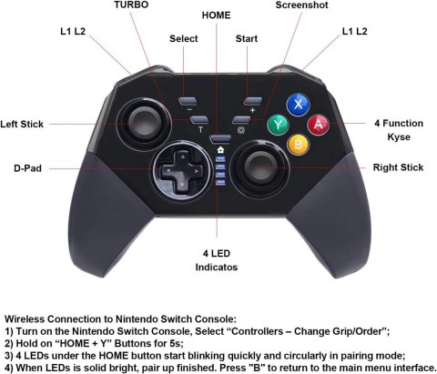 KONTROLER BEZPRZEWODOWY NINTENDO SWITCH TURBO GYRO AXIS DUAL SHOCK CZARNY KONTROLER BEZPRZEWODOWY NINTENDO SWITCH TURBO GYRO AXIS DUAL SHOCK CZARNY