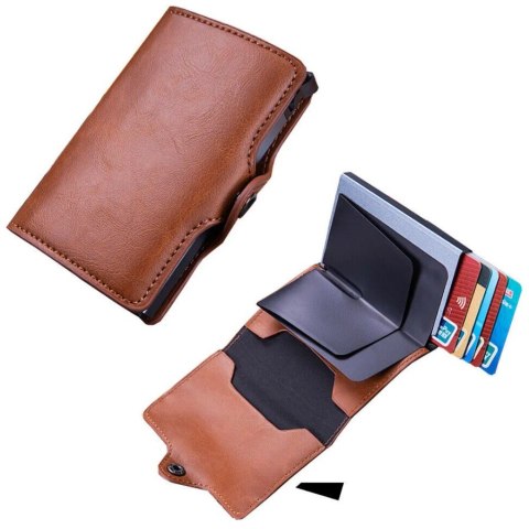 PORTFEL UNISEX SKÓRZANY BRĄZOWY ETUI NA KARTY BLOKADA RFID PORTFEL UNISEX SKÓRZANY BRĄZOWY ETUI NA KARTY BLOKADA RFID