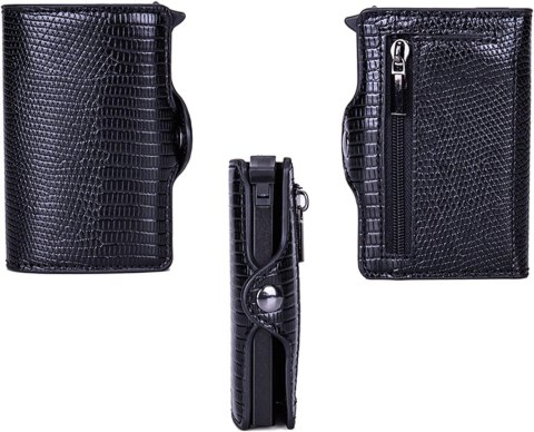 PORTFEL UNISEX SKÓRZANY CZARNY ETUI NA KARTY BLOKADA RFID PORTFEL UNISEX SKÓRZANY CZARNY ETUI NA KARTY BLOKADA RFID
