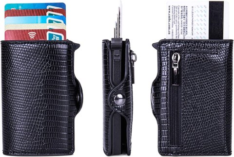 PORTFEL UNISEX SKÓRZANY CZARNY ETUI NA KARTY BLOKADA RFID PORTFEL UNISEX SKÓRZANY CZARNY ETUI NA KARTY BLOKADA RFID