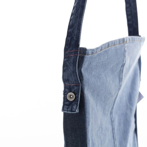 TORBA NA RAMIĘ JEANS RECYKLING HANDMADE 46x43cm TORBA NA RAMIĘ JEANS RECYKLING HANDMADE 46x43cm