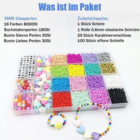 ZESTAW DO WYROBU BIŻUTERII 8000szt KORALIKI OKRĄGŁE LITERKI GWIAZDKI SERCA ZESTAW DO WYROBU BIŻUTERII 8000szt KORALIKI OKRĄGŁE LITERKI GWIAZDKI SERCA