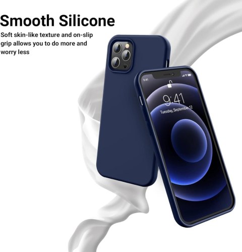ETUI APPLE IPHONE 12 PRO MAX CASE SILIKONOWY GRANATOWY Z MIKROFIBRĄ