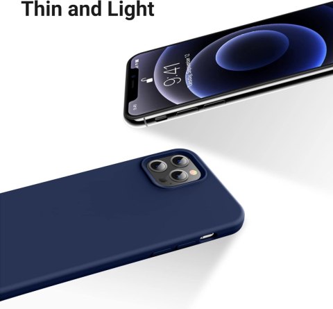 ETUI APPLE IPHONE 12 PRO MAX CASE SILIKONOWY GRANATOWY Z MIKROFIBRĄ