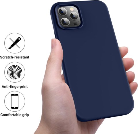 ETUI APPLE IPHONE 12 PRO MAX CASE SILIKONOWY GRANATOWY Z MIKROFIBRĄ