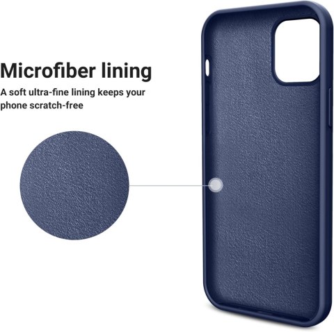 ETUI APPLE IPHONE 12 PRO MAX CASE SILIKONOWY GRANATOWY Z MIKROFIBRĄ
