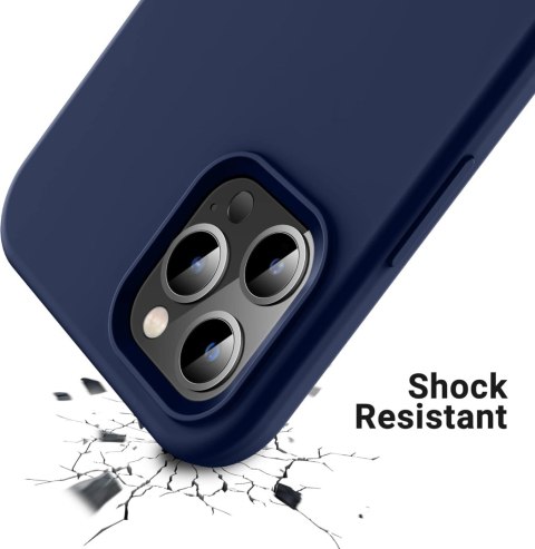 ETUI APPLE IPHONE 12 PRO MAX CASE SILIKONOWY GRANATOWY Z MIKROFIBRĄ