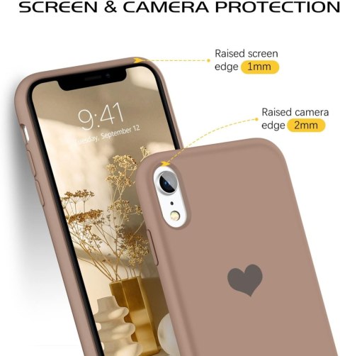 ETUI APPLE IPHONE XR 6.06 CASE SILIKONOWE SOLIDNE BRĄZOWE PLECKI Z SERCEM ETUI APPLE IPHONE XR 6.06 CASE SILIKONOWE SOLIDNE BRĄZOWE PLECKI Z SERCEM