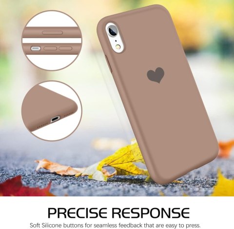 ETUI APPLE IPHONE XR 6.06 CASE SILIKONOWE SOLIDNE BRĄZOWE PLECKI Z SERCEM ETUI APPLE IPHONE XR 6.06 CASE SILIKONOWE SOLIDNE BRĄZOWE PLECKI Z SERCEM