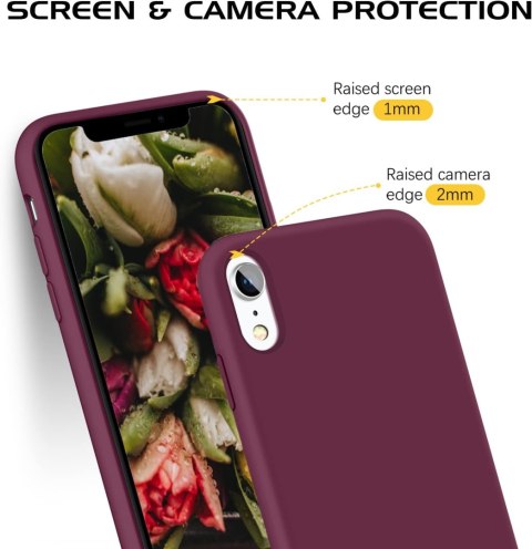 ETUI APPLE IPHONE XR CASE SILIKONOWY FIOLETOWY Z MIKROFIBRĄ LEKKI CIENKI