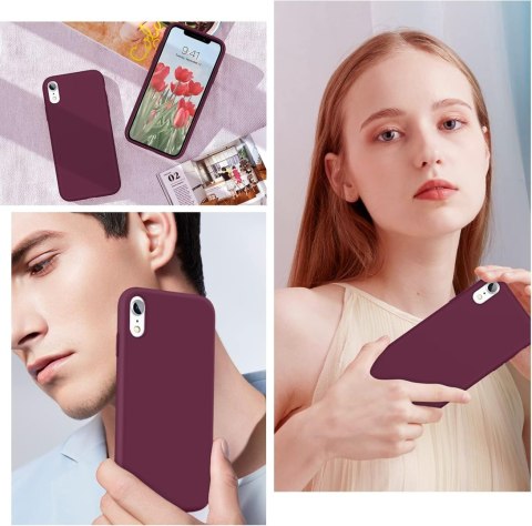 ETUI APPLE IPHONE XR CASE SILIKONOWY FIOLETOWY Z MIKROFIBRĄ LEKKI CIENKI