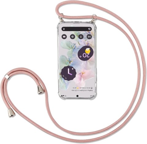 ETUI DO GOOGLE PIXEL 6A CASE SILIKONOWY BEZBARWNY +RÓŻOWA SMYCZ SZNUREK ETUI DO GOOGLE PIXEL 6A CASE SILIKONOWY BEZBARWNY +RÓŻOWA SMYCZ SZNUREK