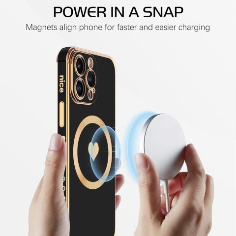 ETUI POKROWIEC APPLE IPHONE 14 PRO CZARNE ZŁOTE SILIKONOWE PLECKI MAGSAFE ETUI POKROWIEC APPLE IPHONE 14 PRO CZARNE ZŁOTE SILIKONOWE PLECKI MAGSAFE