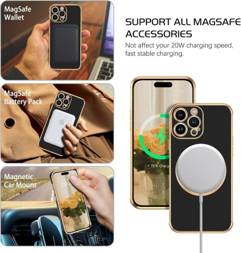 ETUI POKROWIEC APPLE IPHONE 14 PRO CZARNE ZŁOTE SILIKONOWE PLECKI MAGSAFE ETUI POKROWIEC APPLE IPHONE 14 PRO CZARNE ZŁOTE SILIKONOWE PLECKI MAGSAFE