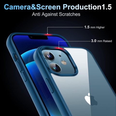 ETUI POKROWIEC DO APPLE IPHONE 12/12 PRO BEZBARWNE PLECKI NIEBIESKA RAMKA ETUI POKROWIEC DO APPLE IPHONE 12/12 PRO BEZBARWNE PLECKI NIEBIESKA RAMKA
