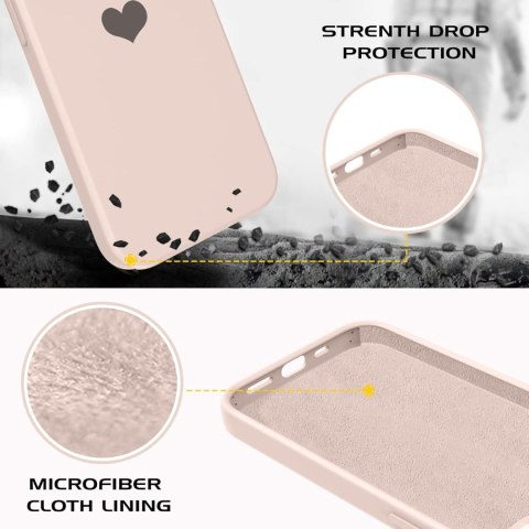 ETUI SILIKONOWE APPLE IPHONE 13 PRO MAX 6,7" JASNORÓŻOWE Z CZARNYM SERCEM ETUI SILIKONOWE APPLE IPHONE 13 PRO MAX 6,7" JASNORÓŻOWE Z CZARNYM SERCEM