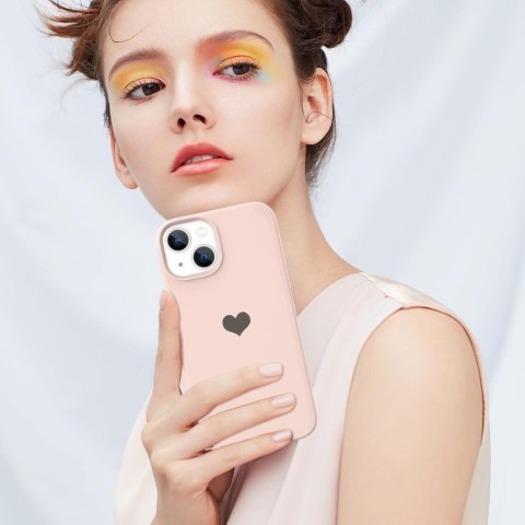 ETUI SILIKONOWE APPLE IPHONE 13 PRO MAX 6,7" JASNORÓŻOWE Z CZARNYM SERCEM ETUI SILIKONOWE APPLE IPHONE 13 PRO MAX 6,7" JASNORÓŻOWE Z CZARNYM SERCEM
