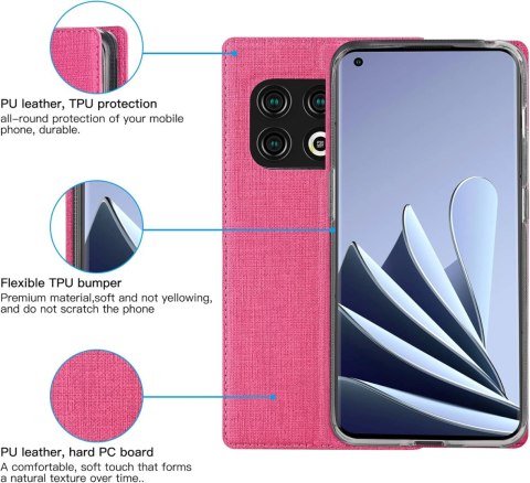 ETUI Z KLAPKĄ DO ONEPLUS 10 PRO CASE RÓŻOWY PREMIUM TEKSTURA MATERIAŁU ETUI Z KLAPKĄ DO ONEPLUS 10 PRO CASE RÓŻOWY PREMIUM TEKSTURA MATERIAŁU