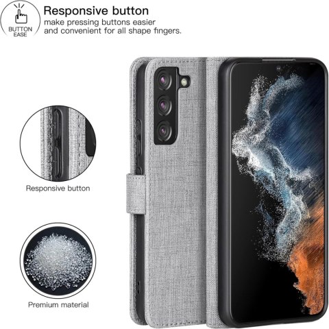 ETUI Z KLAPKĄ SAMSUNG GALAXY S22 CASE SZARY SILIKON TKANINA SM-S901