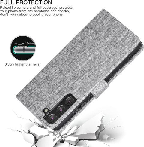 ETUI Z KLAPKĄ SAMSUNG GALAXY S22 CASE SZARY SILIKON TKANINA SM-S901