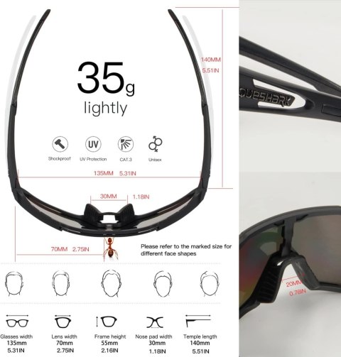 OKULARY SPORTOWE POLARYZOWANE ROWEROWE MTB BIEGANIE KOLARSTWO CZARNE OKULARY SPORTOWE POLARYZOWANE ROWEROWE MTB BIEGANIE KOLARSTWO CZARNE