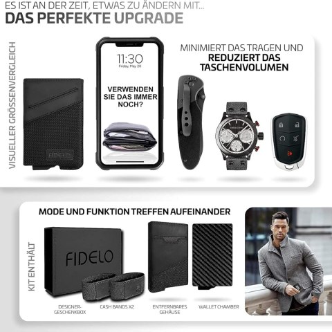 PORTFEL MĘSKI FIDELO CZARNY ETUI NA KARTY KLIPSY BLOKADA RFID PORTFEL MĘSKI FIDELO CZARNY ETUI NA KARTY KLIPSY BLOKADA RFID