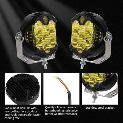 REFLEKTOR LED 5" 50W 12 V DO AUTA SUV CIĘŻARÓWKA 4X4 ŻÓŁTE ŚWIATŁO REFLEKTOR LED 5" 50W 12 V DO AUTA SUV CIĘŻARÓWKA 4X4 ŻÓŁTE ŚWIATŁO