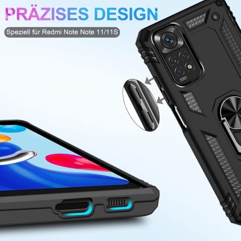 ZESTAW ETUI PANCERNE XIAOMI REDMI NOTE 11/NOTE 11S CASE CZARNY +SZKŁO