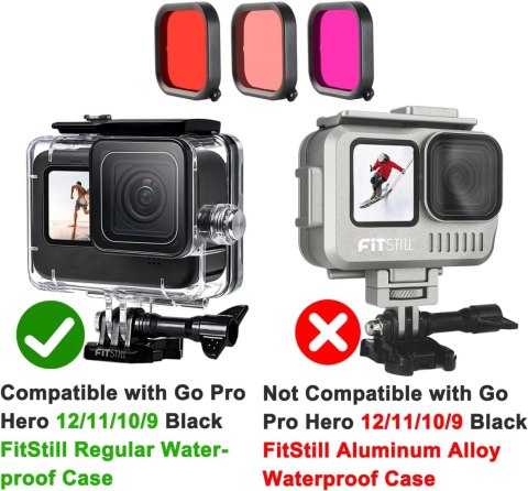 3x FILTR DO KAMERY SPORTOWEJ DO OBUDOWY FITSTILL GoPro Hero 12/11/10/9 3x FILTR DO KAMERY SPORTOWEJ DO OBUDOWY FITSTILL GoPro Hero 12/11/10/9