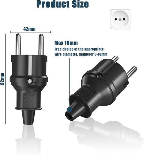 6x WTYCZKA SIECIOWA 250V 16A DO KABLA 6-16mm SEBS IP44 6x WTYCZKA SIECIOWA 250V 16A DO KABLA 6-16mm SEBS IP44