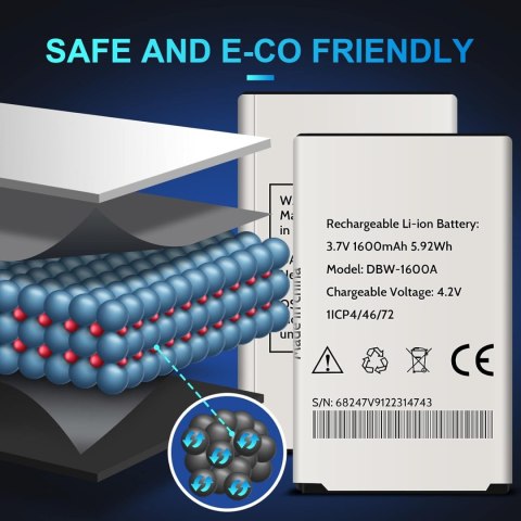 BATERIA ZAMIENNA DO TELEFONU DORO 7060 7070 1600mAh 3.7V LI-ION BATERIA ZAMIENNA DO TELEFONU DORO 7060 7070 1600mAh 3.7V LI-ION