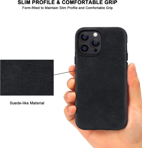 ETUI APPLE IPHONE 12 PRO MAX CZARNY CASE Z ZAMSZEM +SZKŁO HARTOWANE A2342