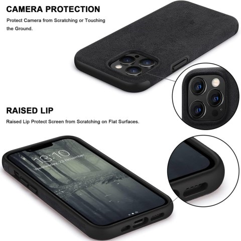 ETUI APPLE IPHONE 12 PRO MAX CZARNY CASE Z ZAMSZEM +SZKŁO HARTOWANE A2342
