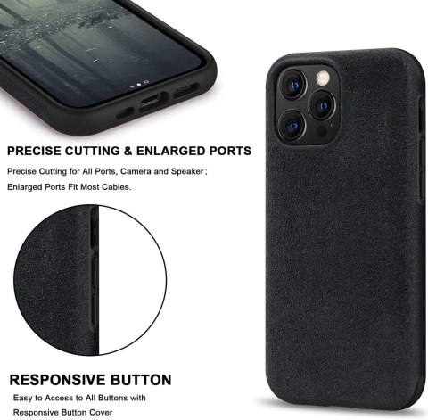 ETUI APPLE IPHONE 12 PRO MAX CZARNY CASE Z ZAMSZEM +SZKŁO HARTOWANE A2342