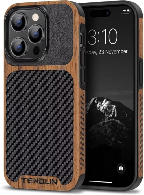 ETUI APPLE IPHONE 14 PRO BRĄZOWE CZARNE PLECKI DREWNO +SZKŁO HARTOWANE ETUI APPLE IPHONE 14 PRO BRĄZOWE CZARNE PLECKI DREWNO +SZKŁO HARTOWANE