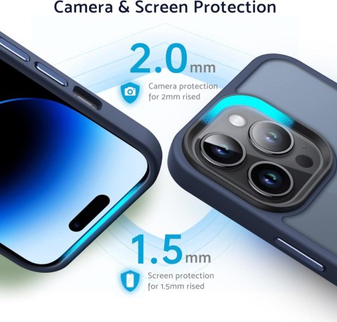 ETUI APPLE IPHONE 14 PRO MAX GRANATOWE PÓŁPRZEZROCZYSTE PLECKI +MAGSAFE ETUI APPLE IPHONE 14 PRO MAX GRANATOWE PÓŁPRZEZROCZYSTE PLECKI +MAGSAFE