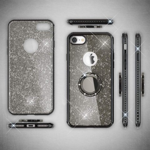 ETUI SILIKONOWE DO APPLE IPHONE 8 CASE CZARNY BROKATOWY GLITTER +RING ETUI SILIKONOWE DO APPLE IPHONE 8 CASE CZARNY BROKATOWY GLITTER +RING
