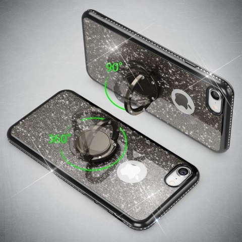 ETUI SILIKONOWE DO APPLE IPHONE 8 CASE RÓŻOWY BROKATOWY GLITTER + RING ETUI SILIKONOWE DO APPLE IPHONE 8 CASE RÓŻOWY BROKATOWY GLITTER + RING