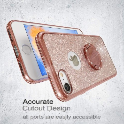 ETUI SILIKONOWE DO APPLE IPHONE 8 CASE RÓŻOWY BROKATOWY GLITTER + RING ETUI SILIKONOWE DO APPLE IPHONE 8 CASE RÓŻOWY BROKATOWY GLITTER + RING