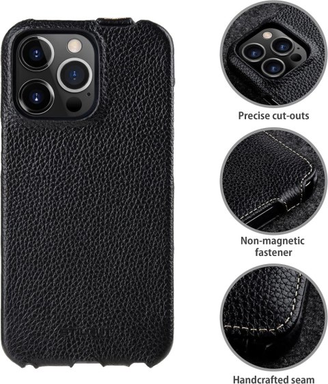 ZAMYKANE ETUI DO APPLE IPHONE 13 PRO 6.10" EKO SKÓRA CZARNA OBUDOWA ZAMYKANE ETUI DO APPLE IPHONE 13 PRO 6.10" EKO SKÓRA CZARNA OBUDOWA